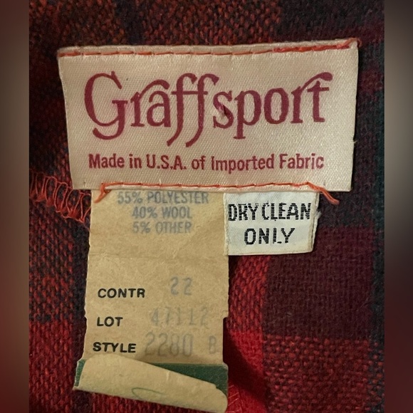 Vintage Graffsport Wool Blend Red Green Tartan Plaid Fringe Blouse Size … - Picture 2 of 9